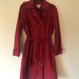 Loft Red Trench Coat Size 6